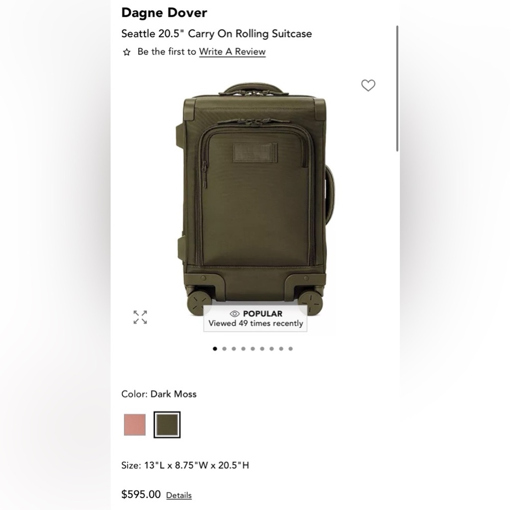 Dagne Dover Olive Green Carry-On Suitcase
